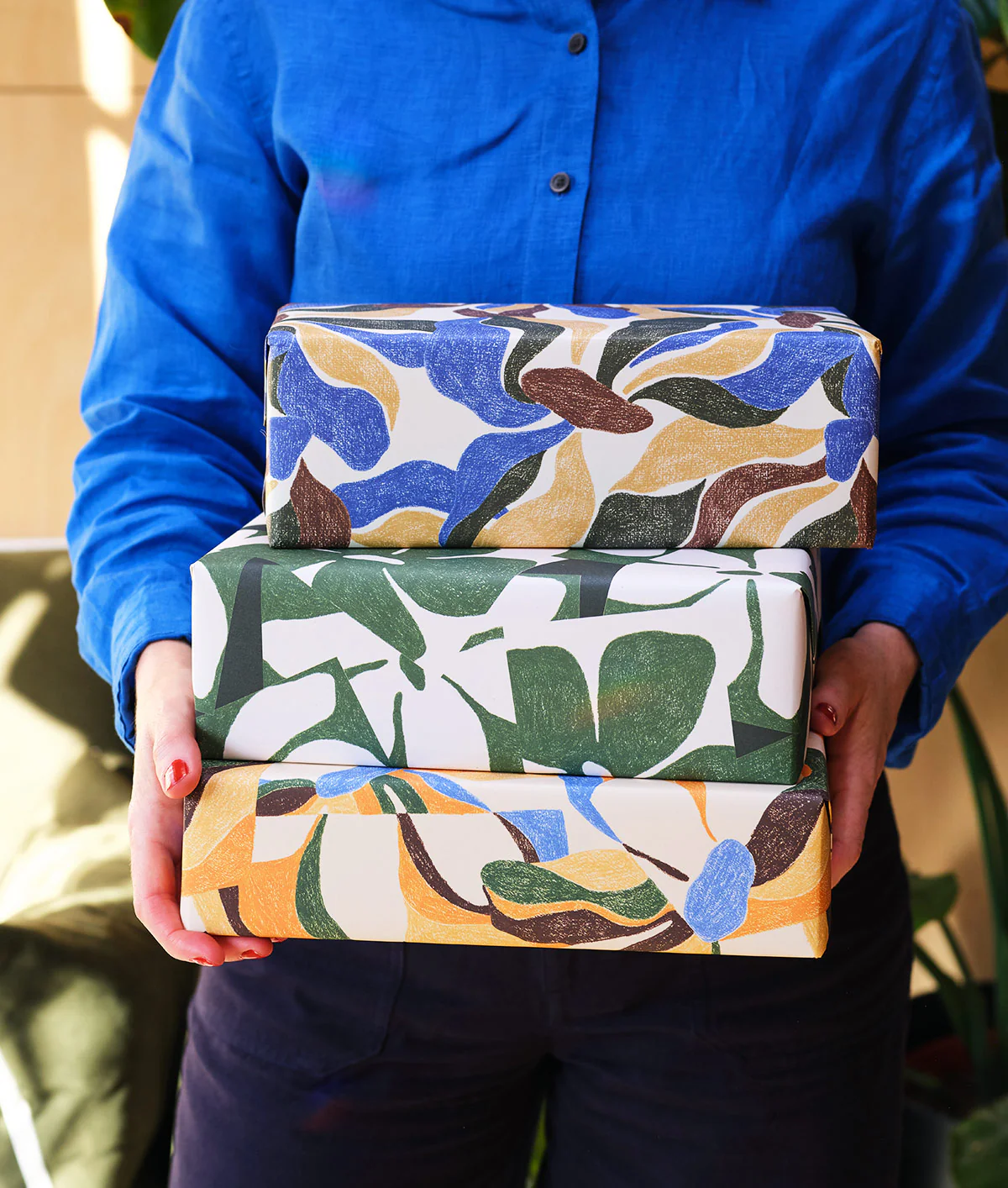 Floral Motif Yellow Wrapping Paper