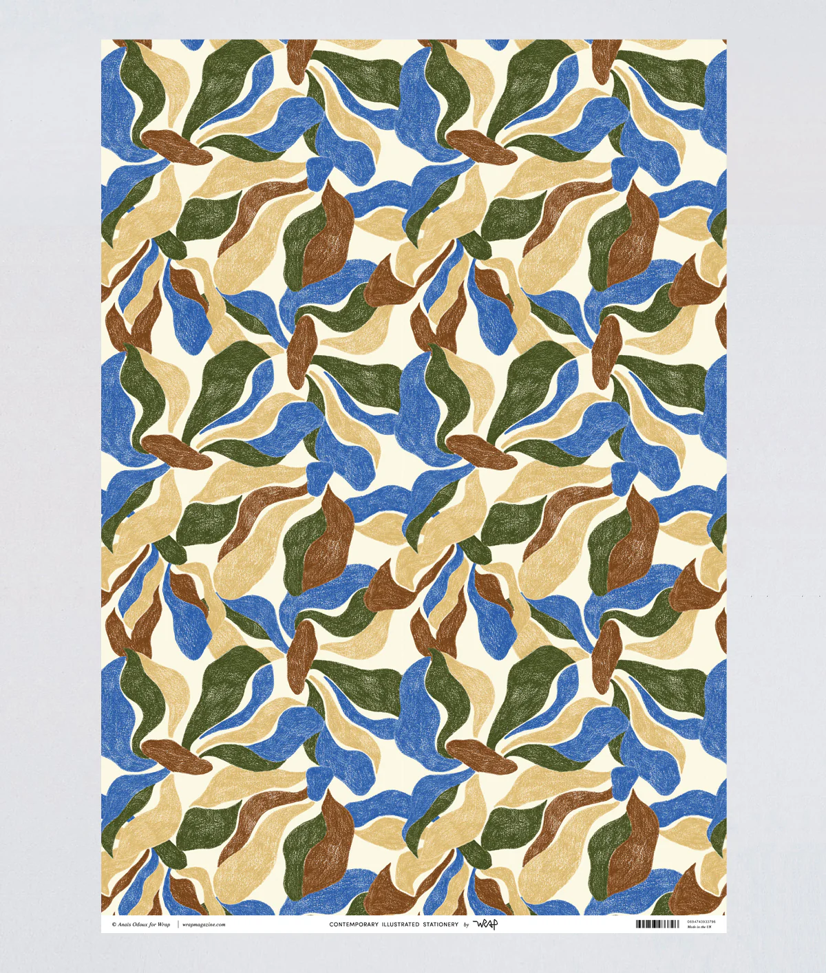 Floral Motif Blue Wrapping Paper - Image 2