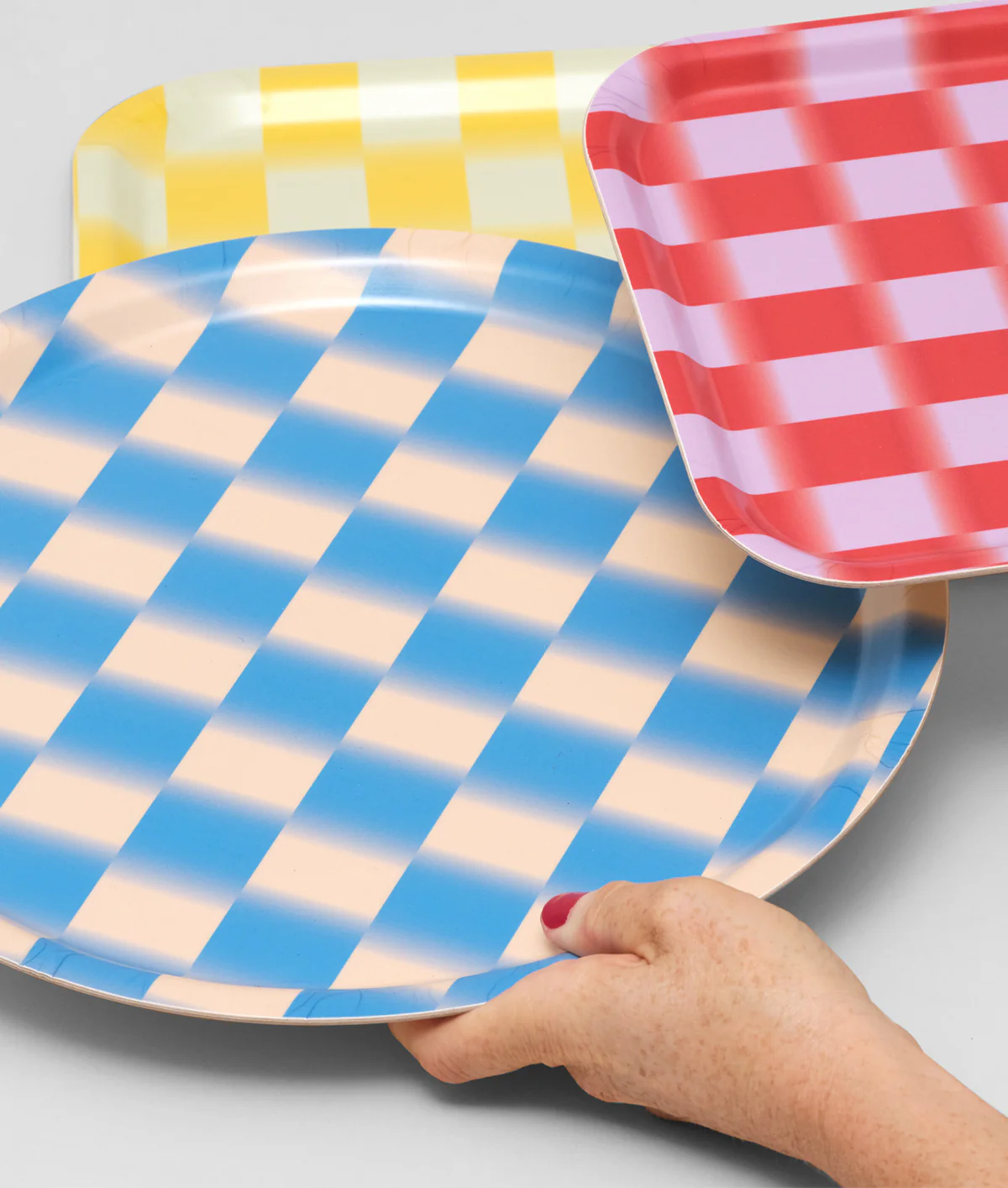 Blue Gradient Check Mini Round Tray - Image 3