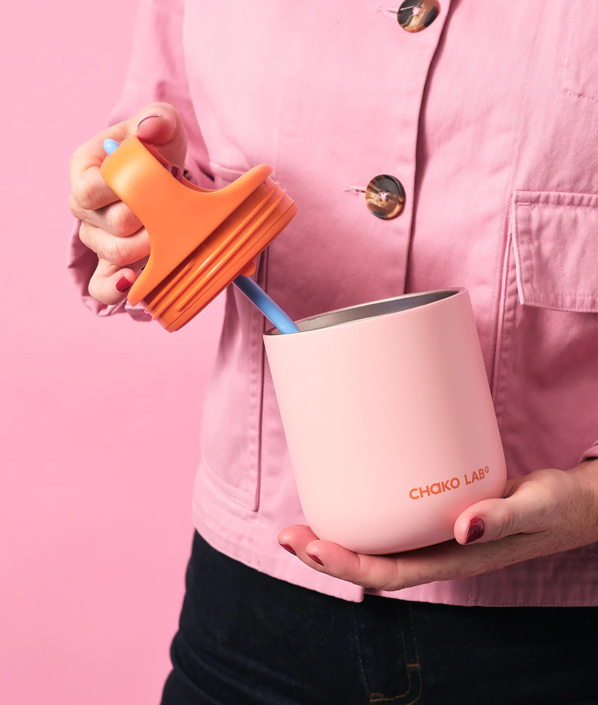 Chako Lab Bao Bao Insulated Cup Pink/Orange - Image 3