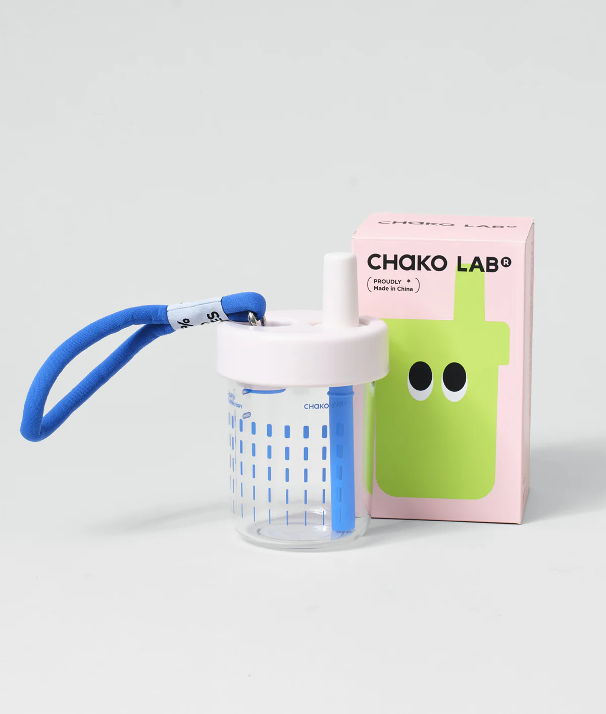 Chako Lab BoBo Plastic Cup White/Blue Dash - Image 3