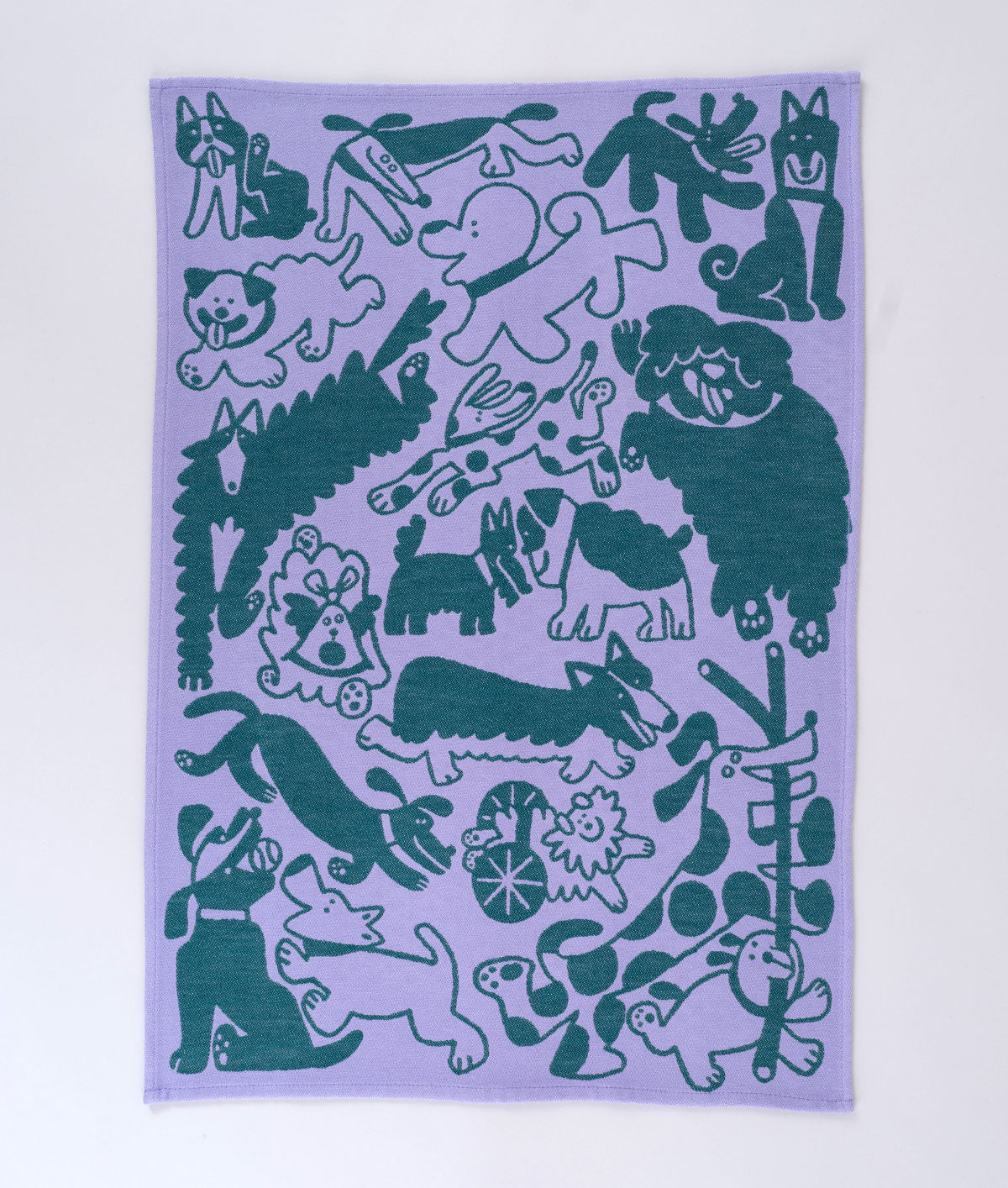 Dogs Day Out Lilac/Green Cotton Tea Towel - Image 3