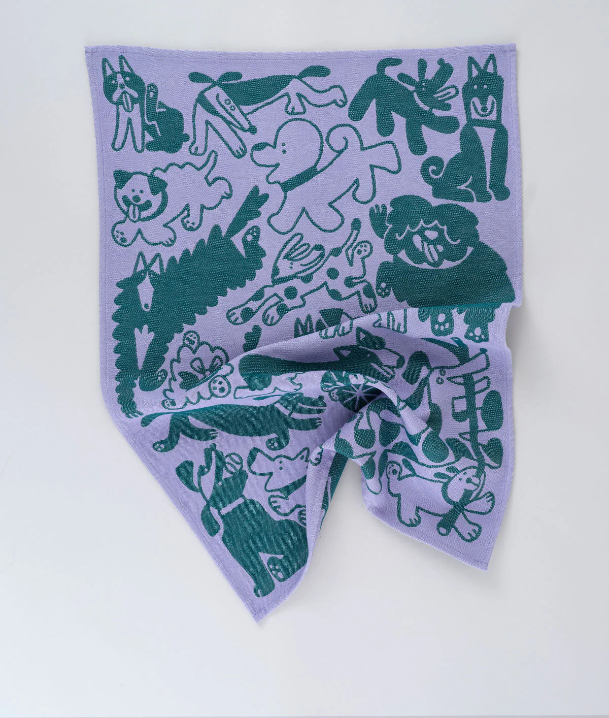 Dogs Day Out Lilac/Green Cotton Tea Towel - Image 4