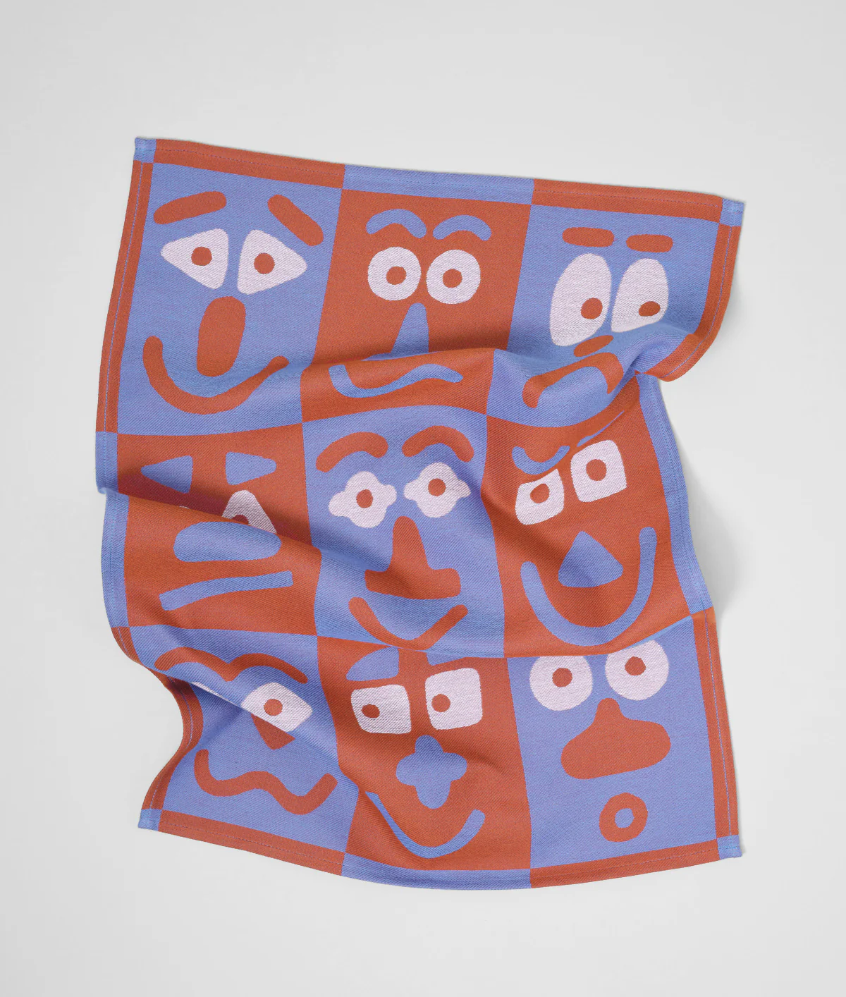 Making Faces Blue/Brown Tea Towel - Image 3