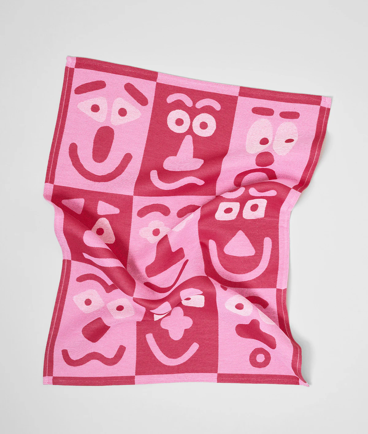 Making Faces Pink/Maroon Tea Towel - Image 3