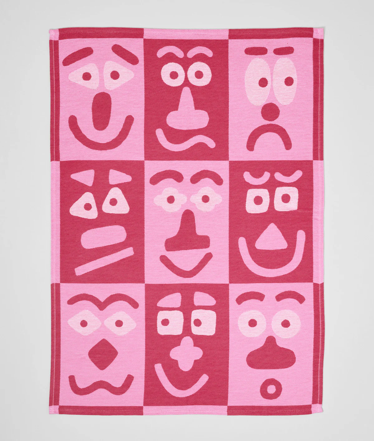 Making Faces Pink/Maroon Tea Towel - Image 4