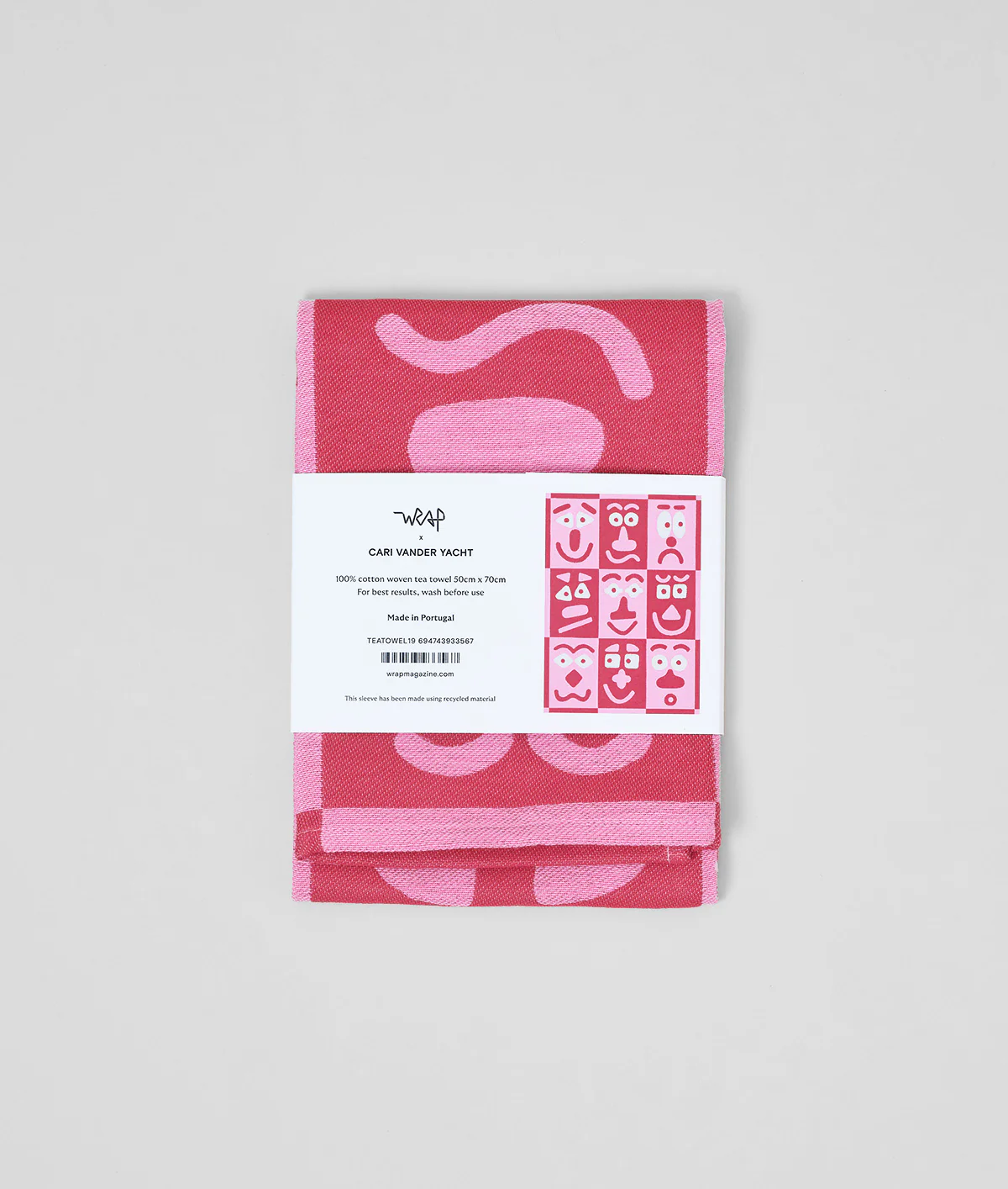 Making Faces Pink/Maroon Tea Towel - Image 5