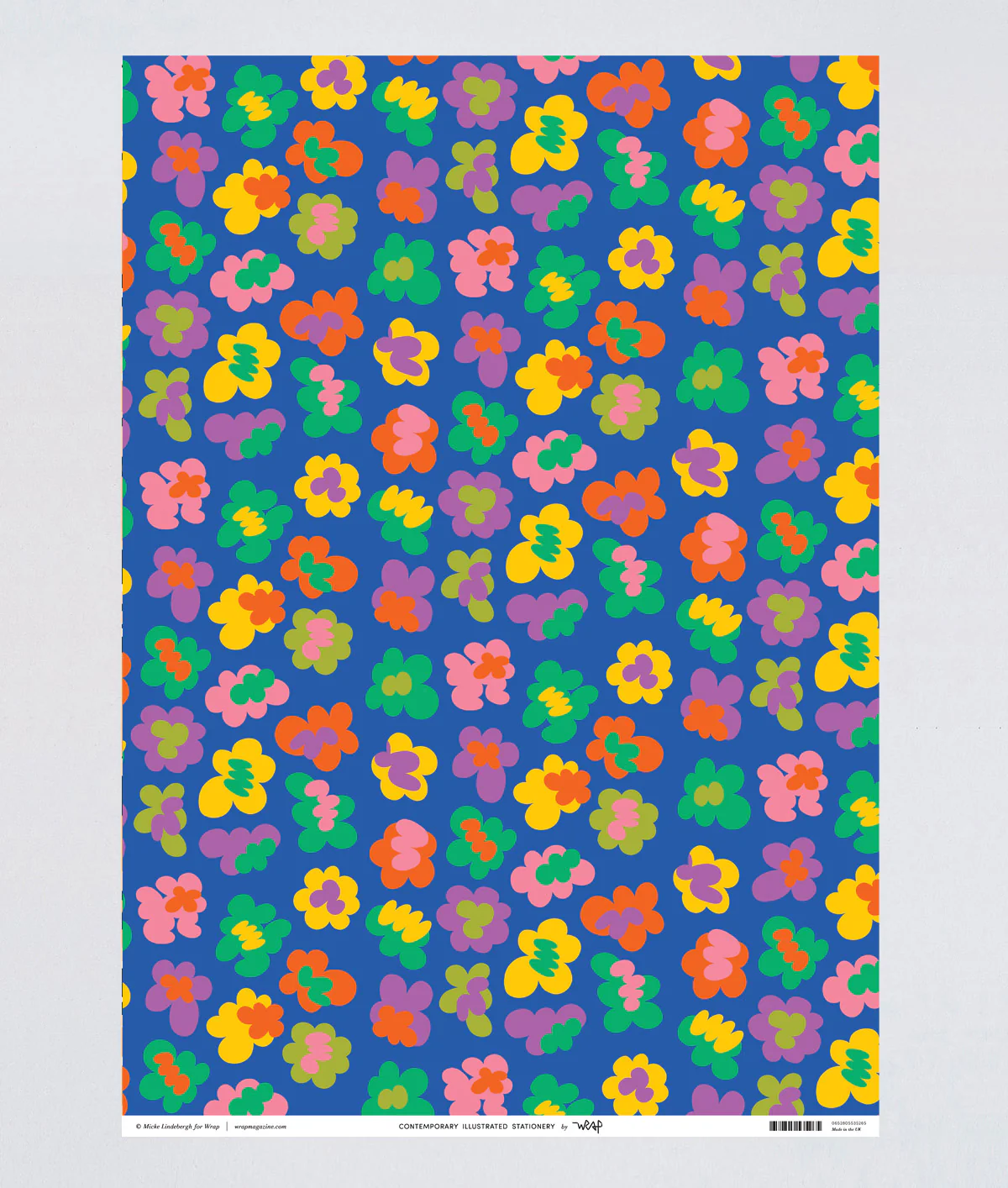 Flower Burst Blue Wrapping Paper - Image 3