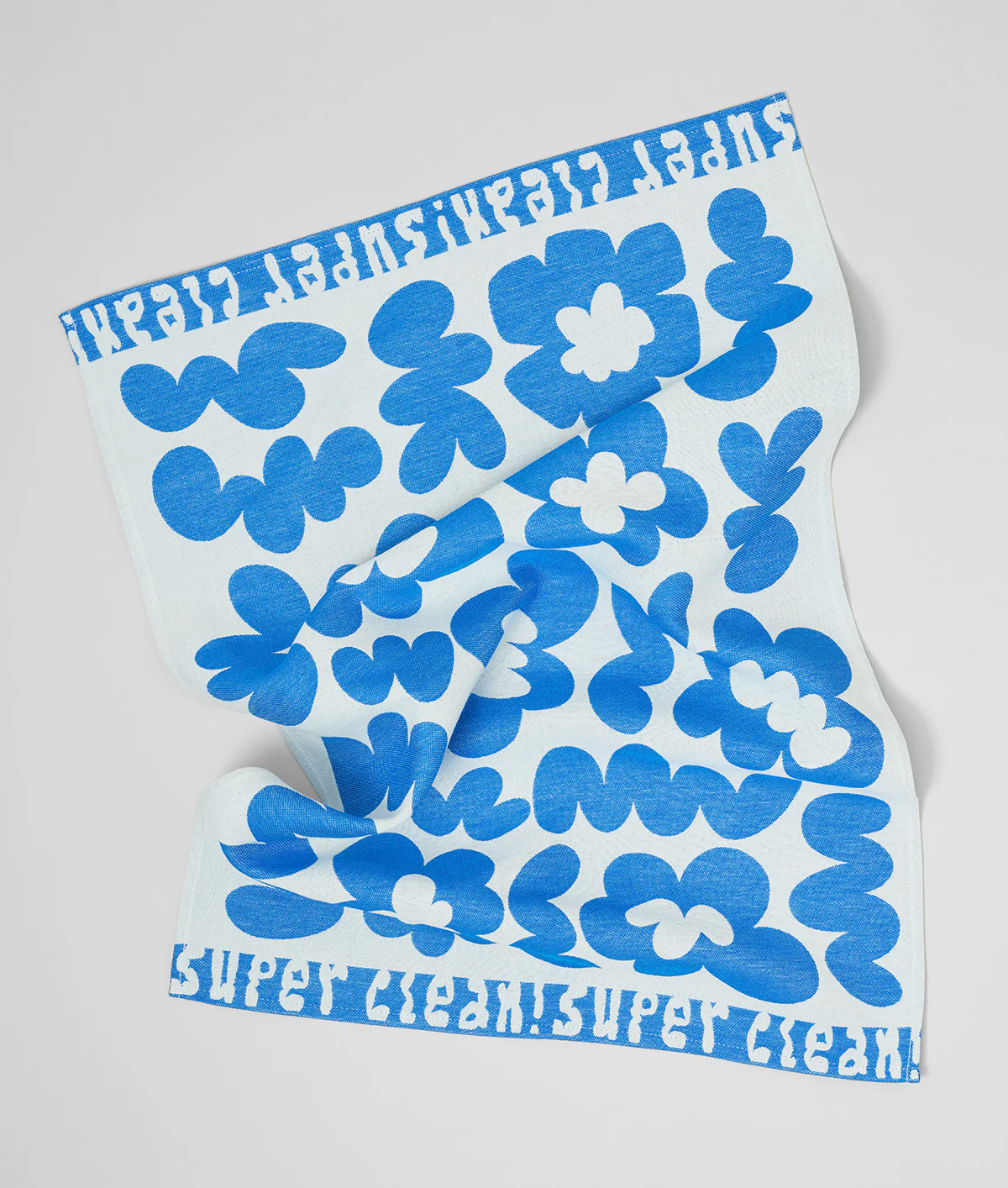 Super Clean Flowers Blue/Natural Tea Towel - Image 3