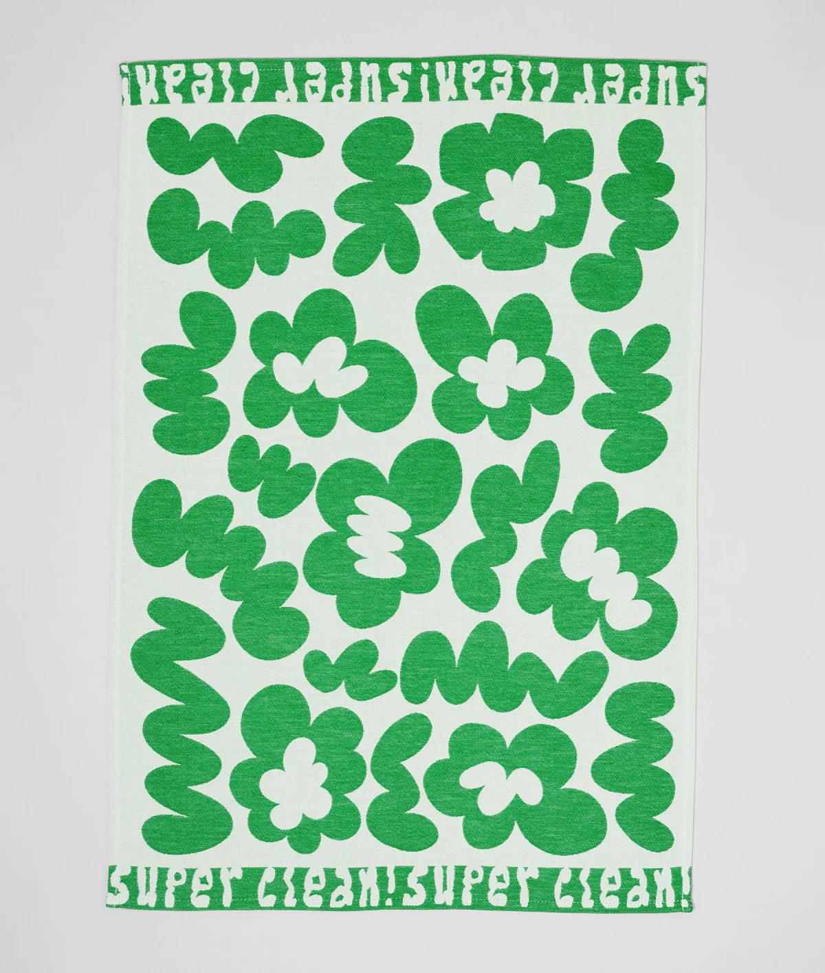 Super Clean Flowers Green/Natural Tea Towel - Image 4