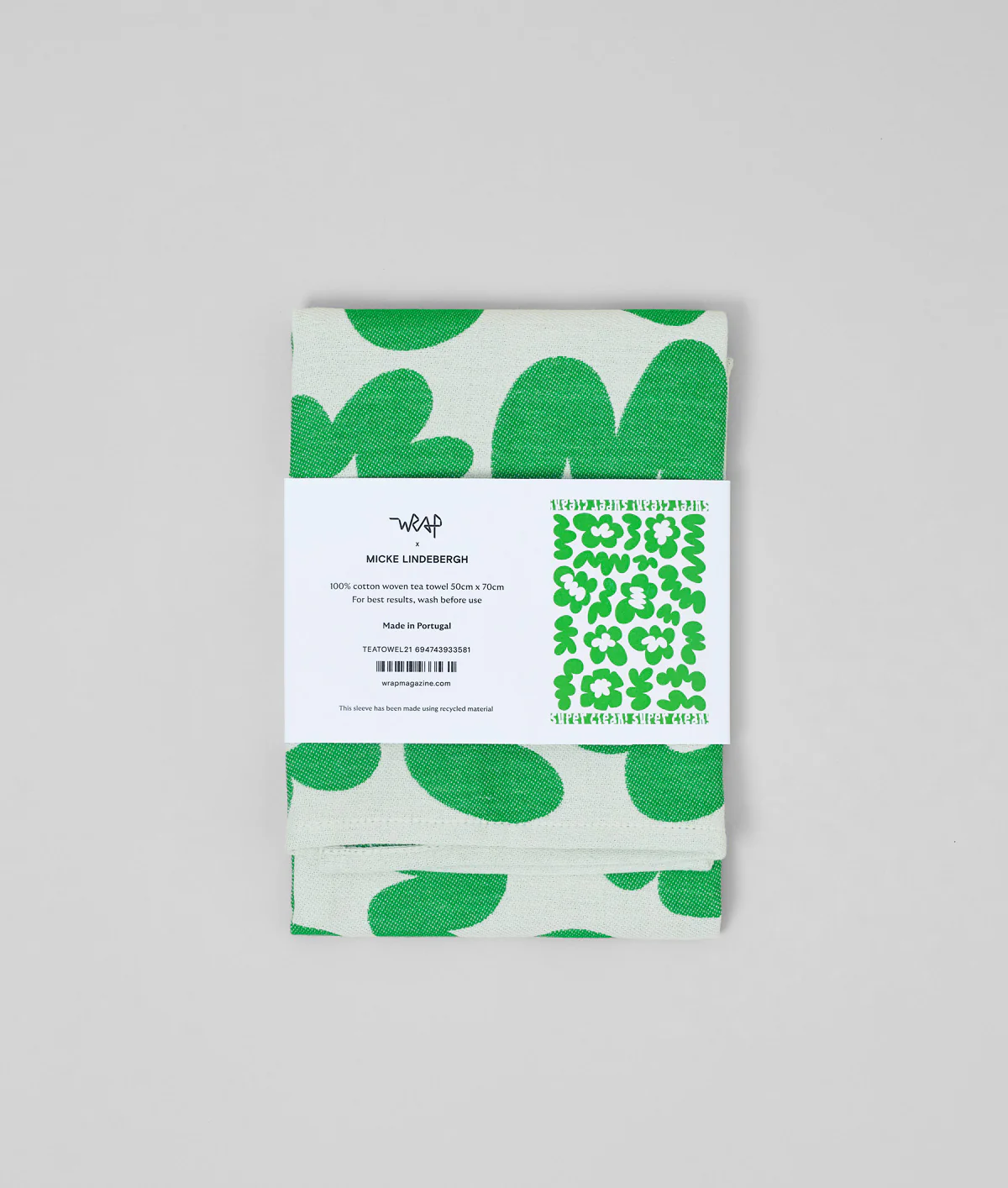 Super Clean Flowers Green/Natural Tea Towel - Image 6