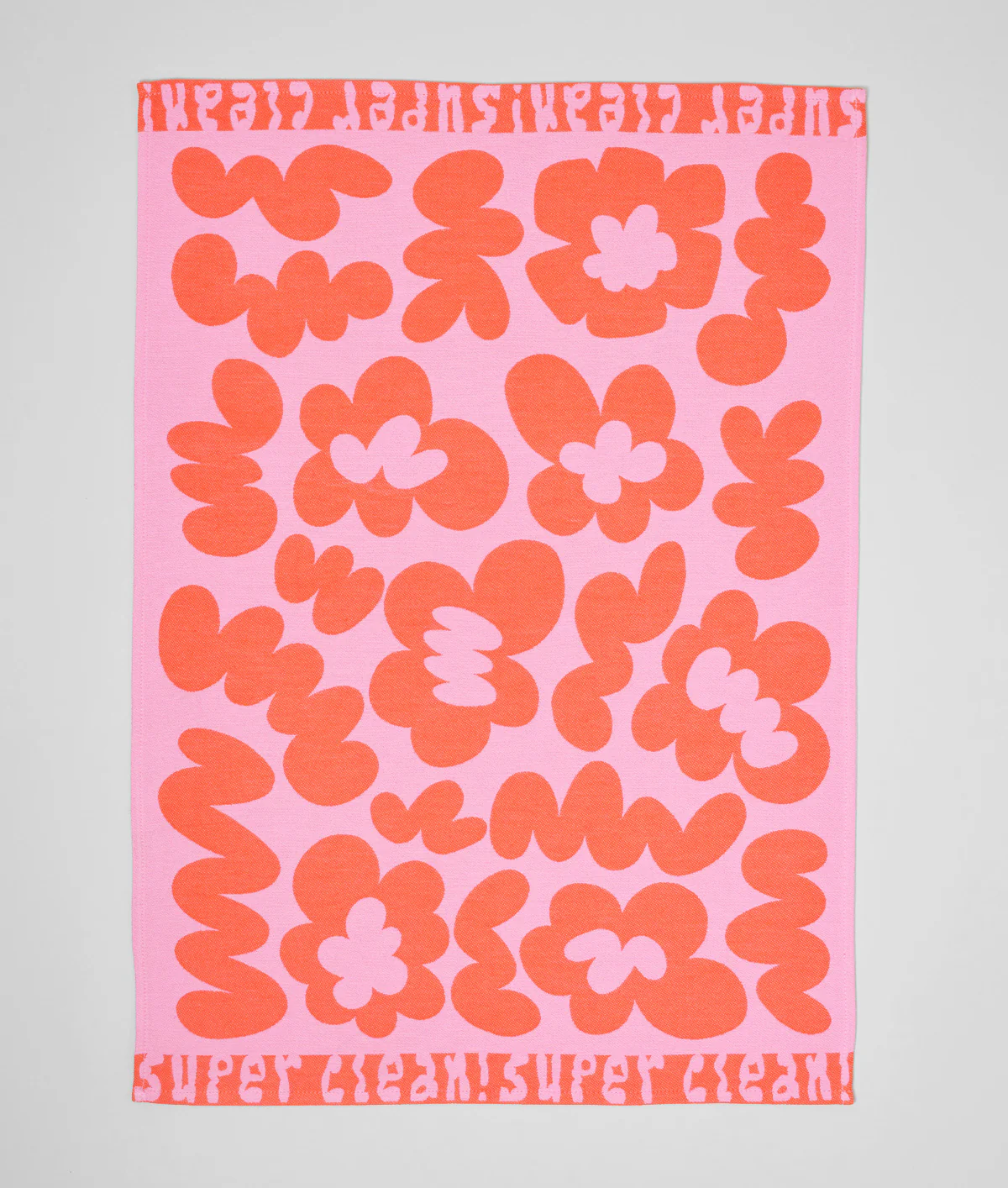 Super Clean Flowers Pink/Warm Red Tea Towel - Image 5