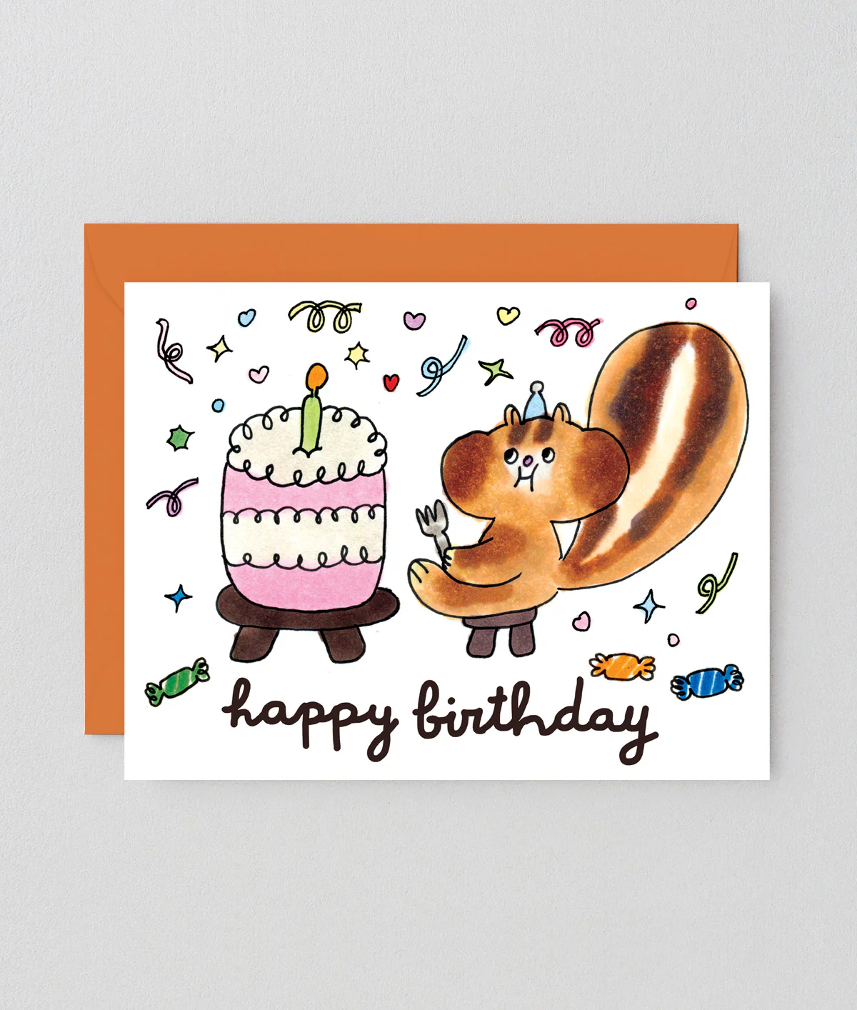 Squirrel & Cake Kids Birthday Card