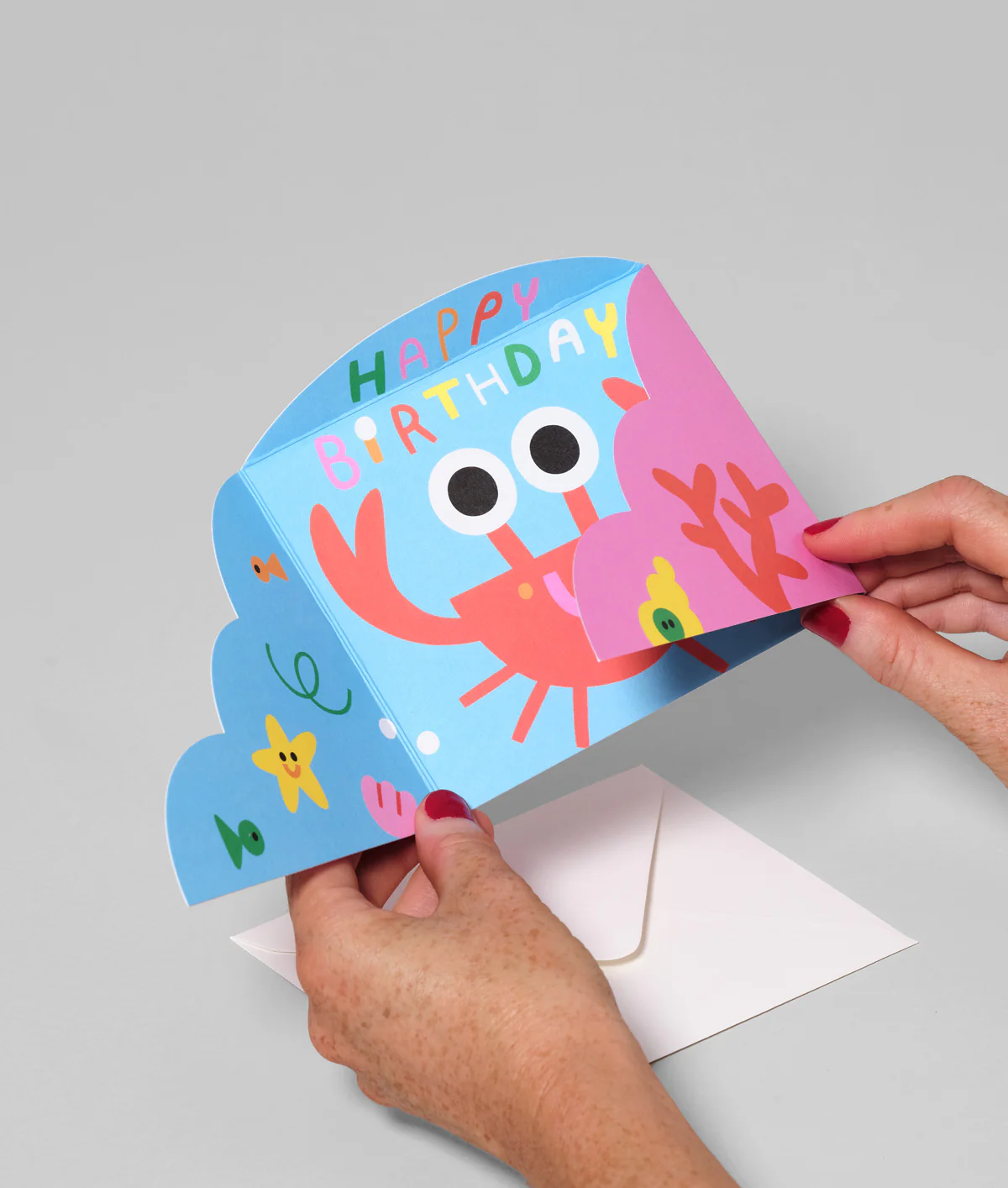 Hiding Crab Kids Fold Out Birthday Card