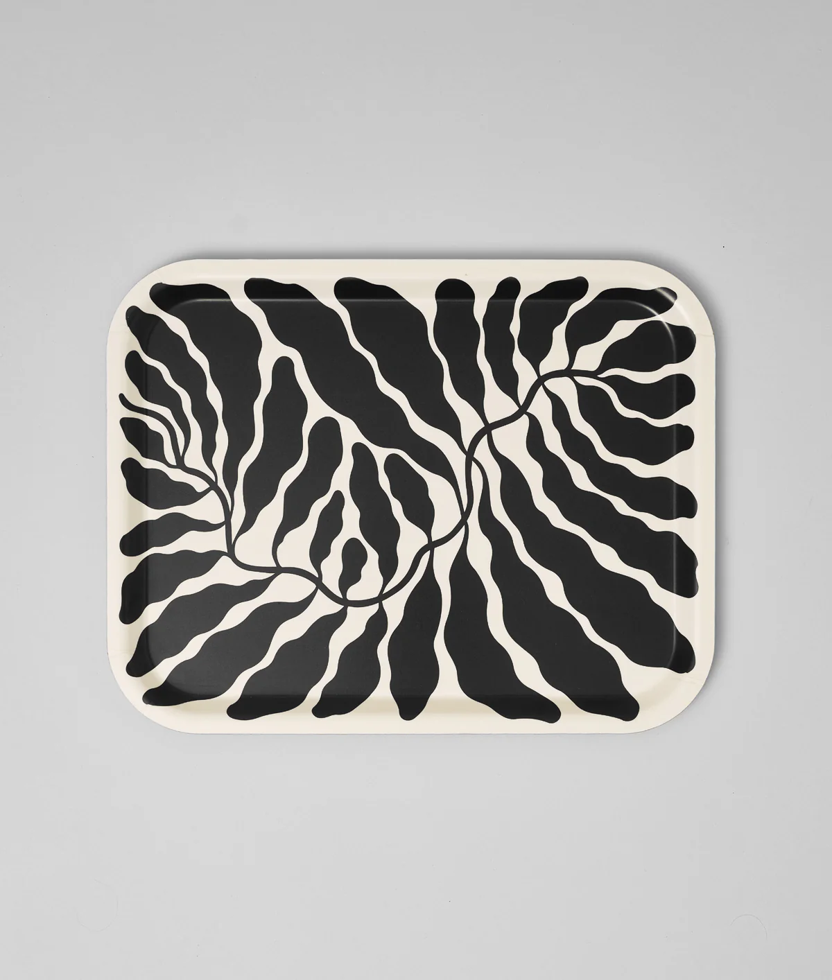 Leaves Charcoal Rectangle Serving Tray