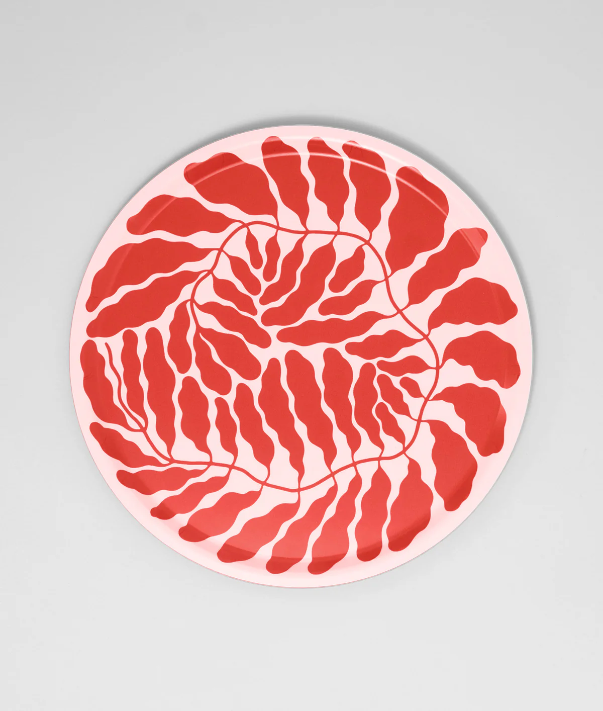 Leaves Red Round Serving Tray - Image 3