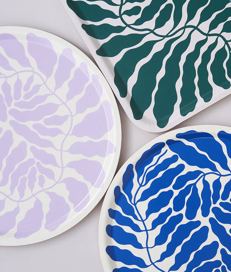 Leaves Lilac Round Serving Tray - Image 4