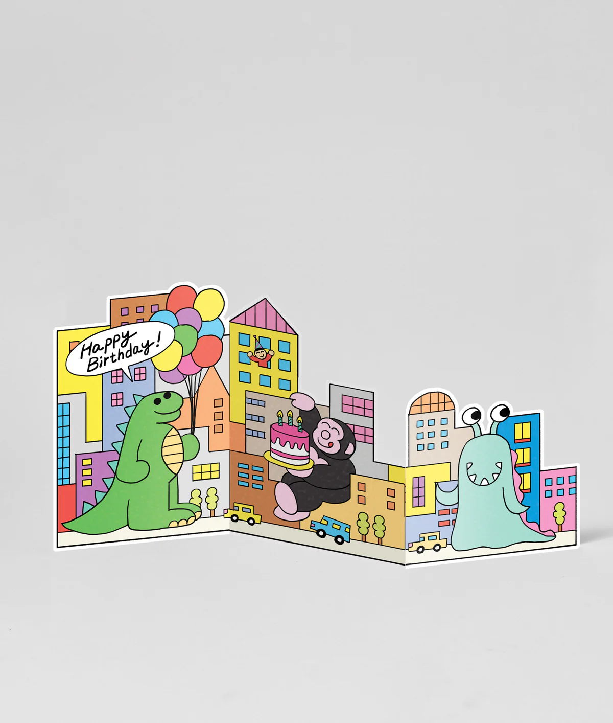 Mega Monsters Kids Birthday Fold Out Card
