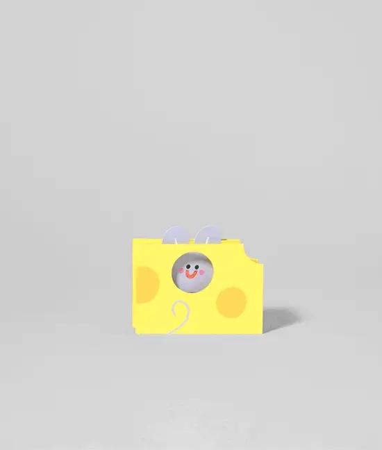 Mouse In Cheese Kids Fold Out Birthday Card