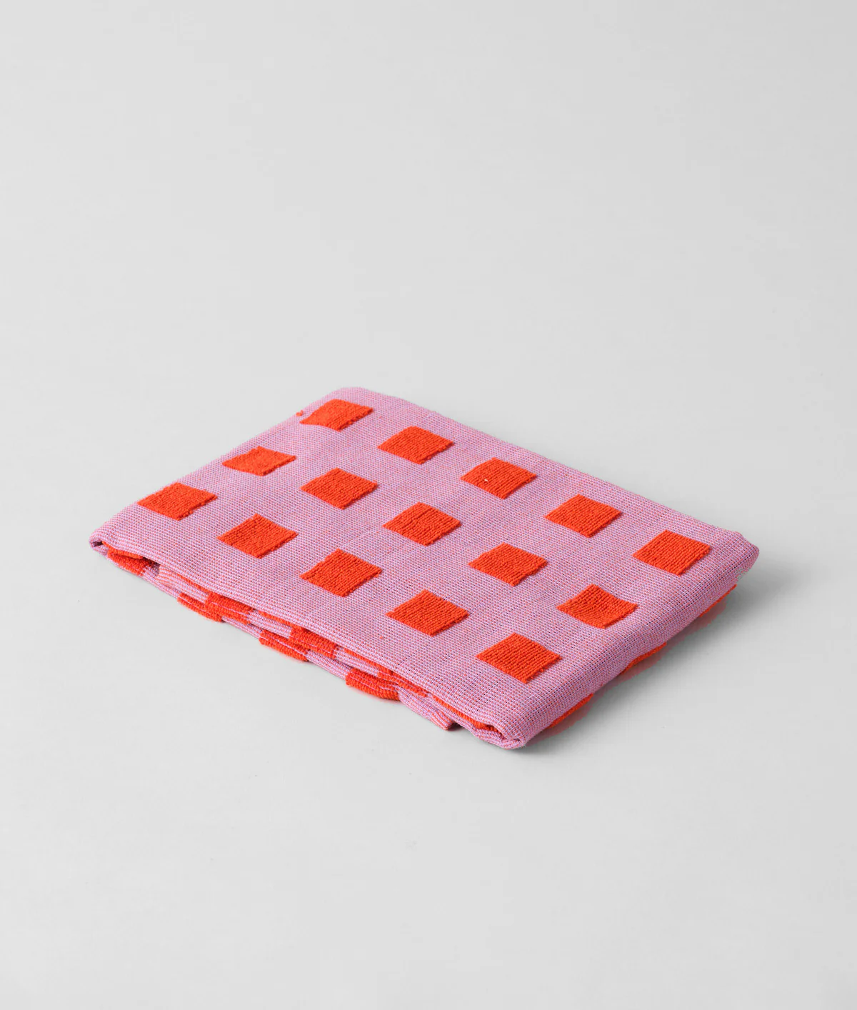 Squares Lilac/Warm Red Cotton Tea Towel - Image 6