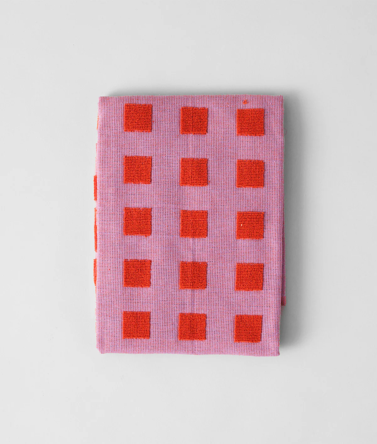 Squares Lilac/Warm Red Cotton Tea Towel - Image 7