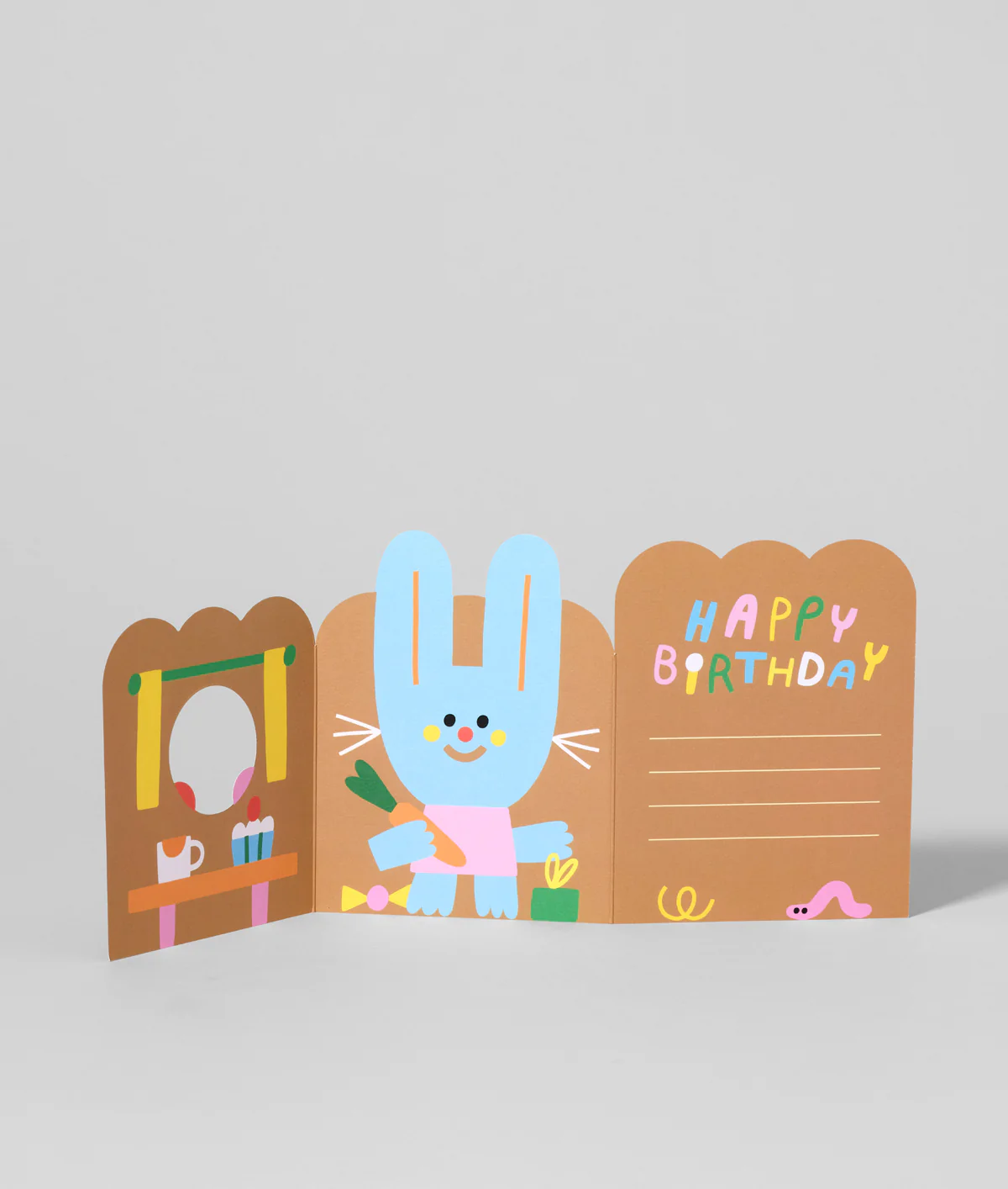 Rabbit In Burrow Kids Fold Out Birthday Card - Image 4
