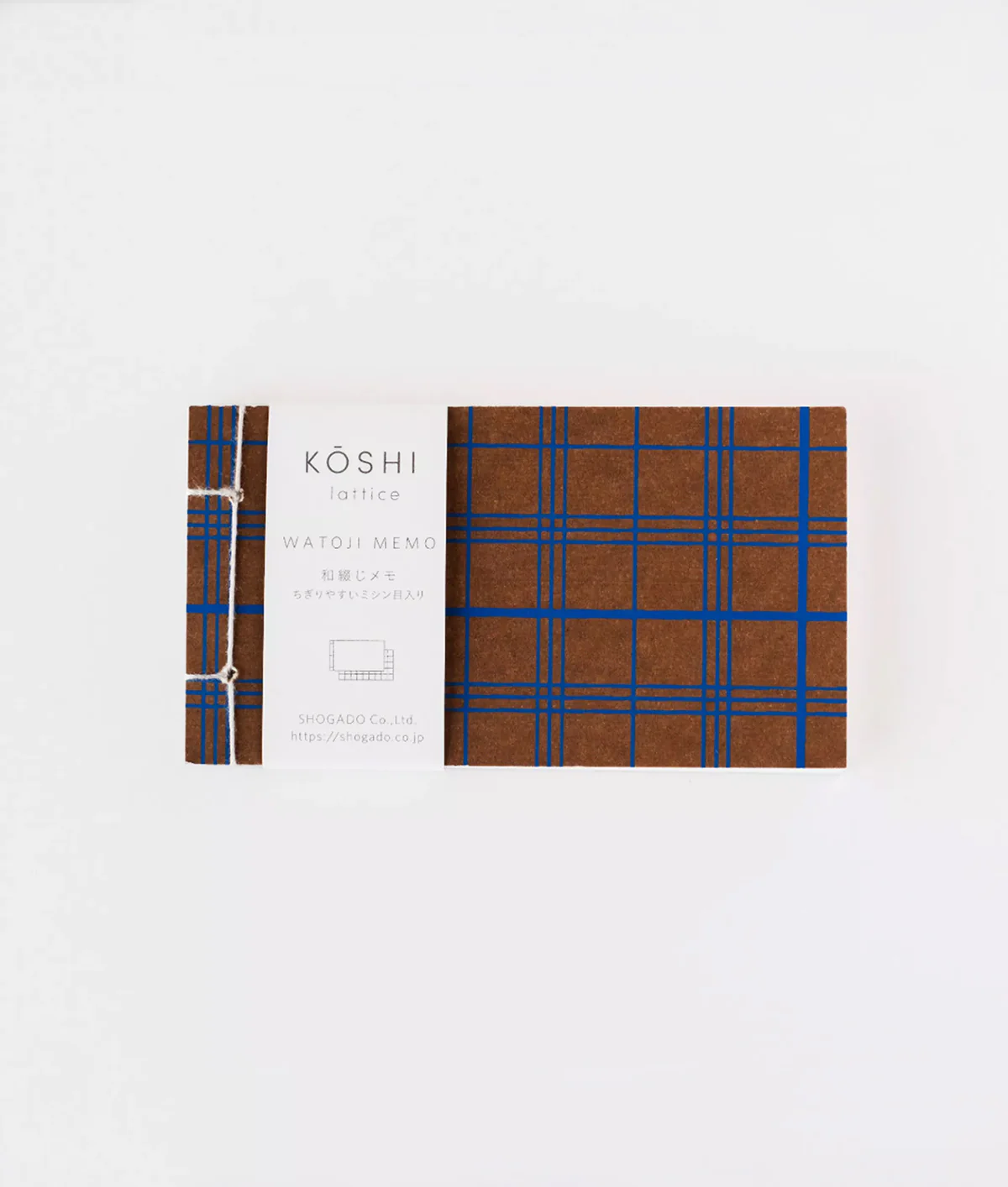 SHOGADO Koshi Mini Memo Pad Brown and Blue Grid