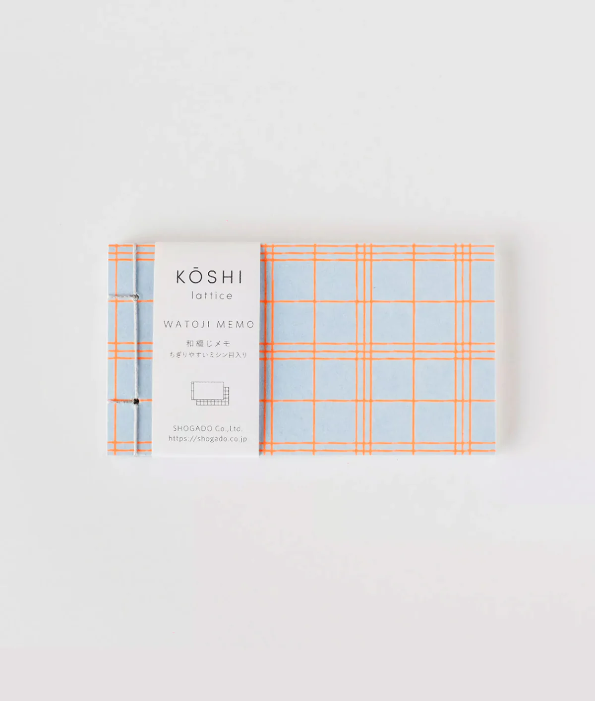 SHOGADO Koshi Mini Memo Pad Blue and Neon Orange Check