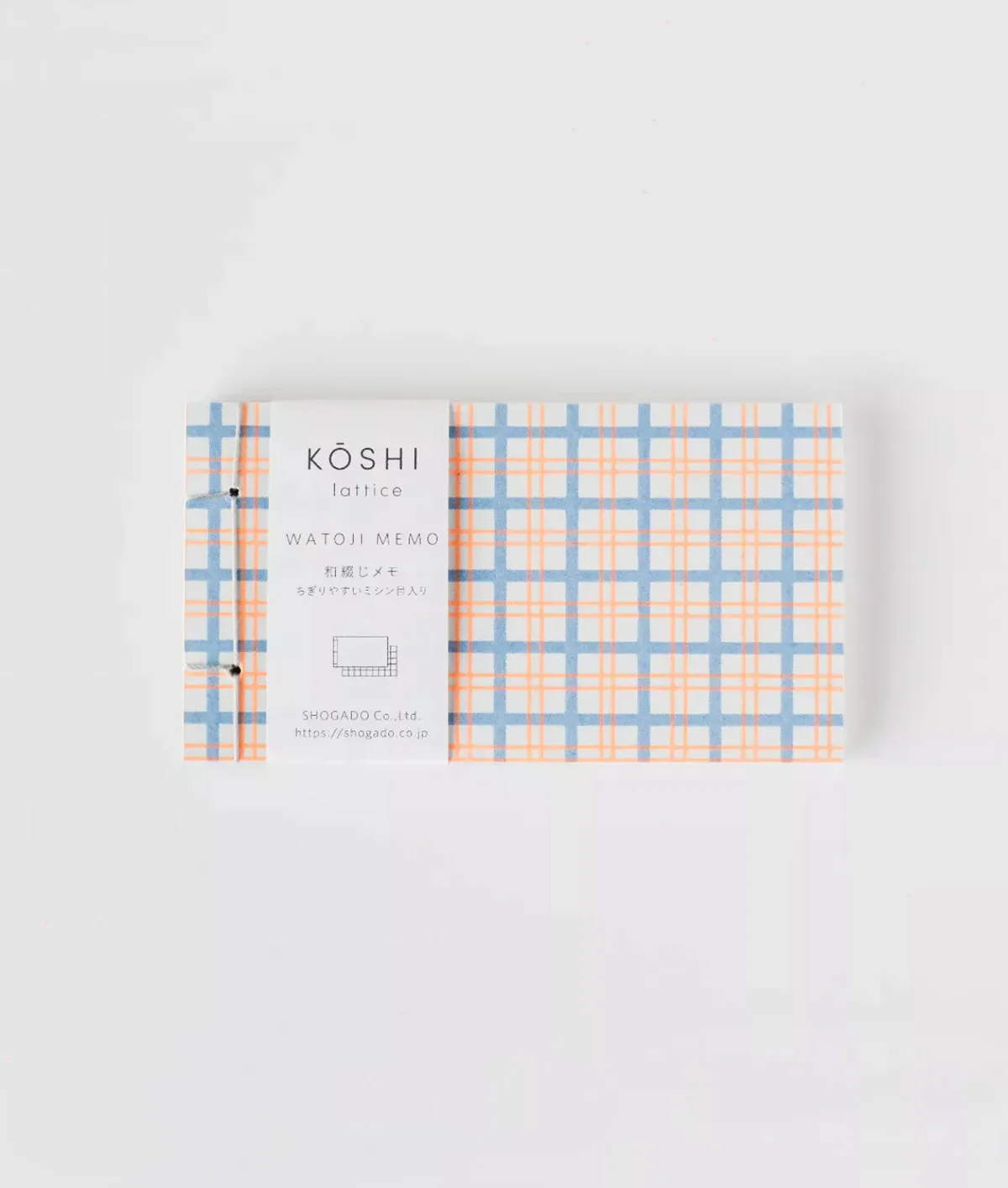SHOGADO Koshi Mini Memo Pad Pale Blue and Orange Grid