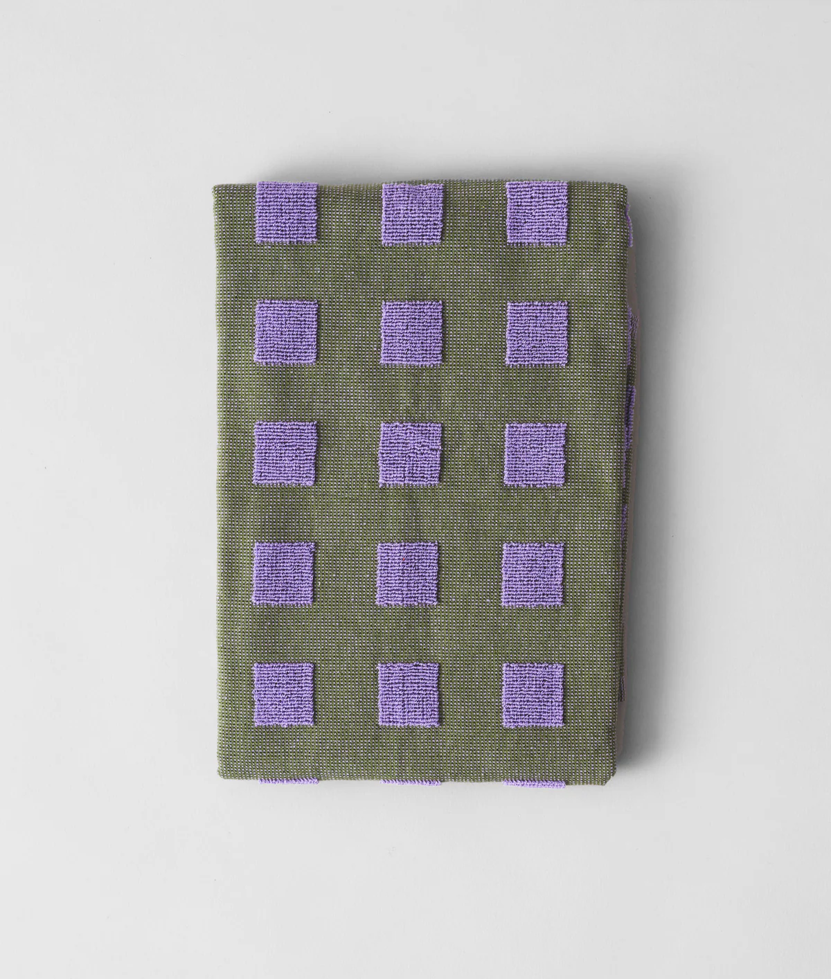 Squares Olive/Lilac Cotton Tea Towel - Image 4