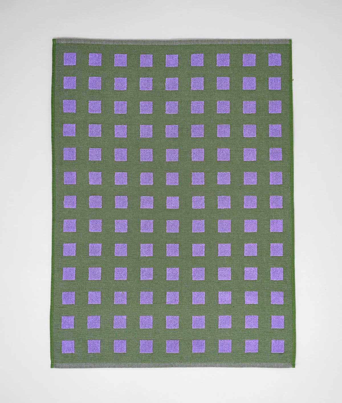 Squares Olive/Lilac Cotton Tea Towel - Image 5