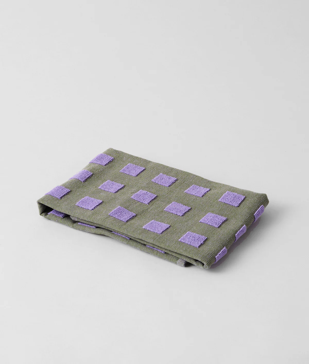 Squares Olive/Lilac Cotton Tea Towel - Image 6