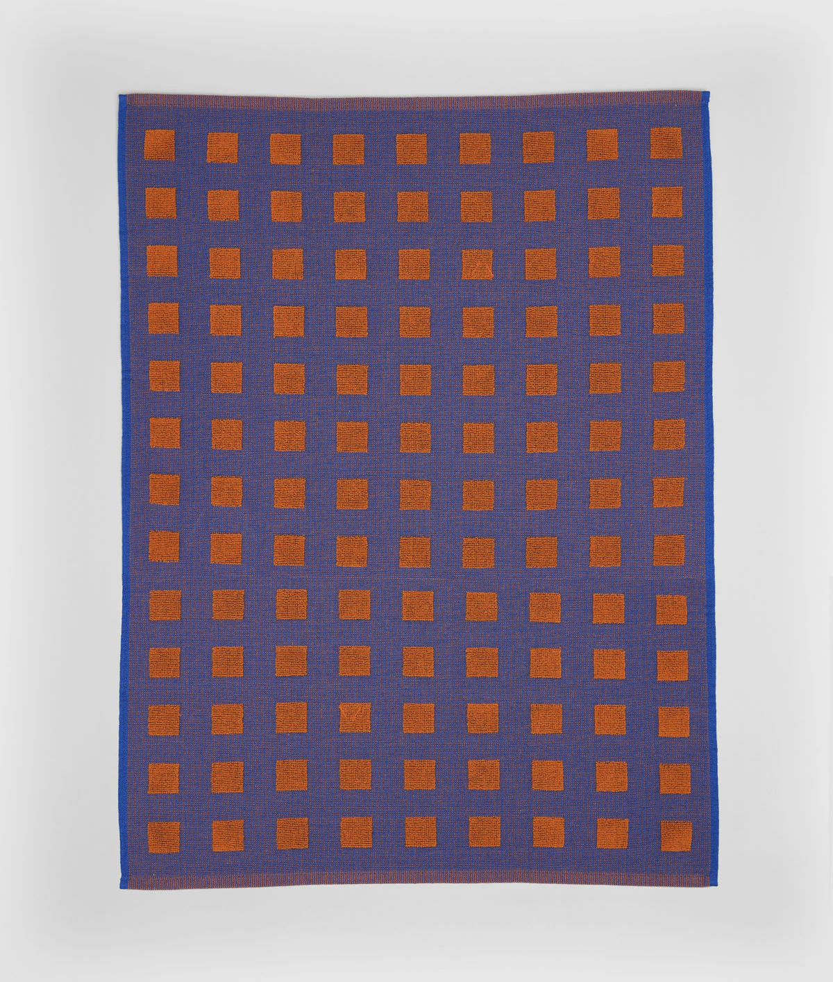 Squares Rust Orange/Blue Cotton Tea Towel - Image 5