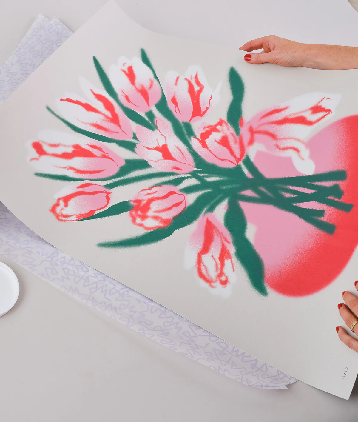 Vase and Flowers Silkscreen Print - Image 5