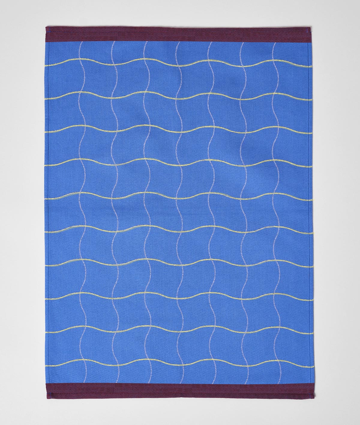 Wave Grid Blue Cotton Tea Towel - Image 5