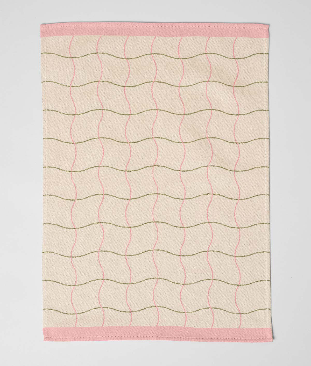 Wave Grid Natural Cotton Tea Towel - Image 4