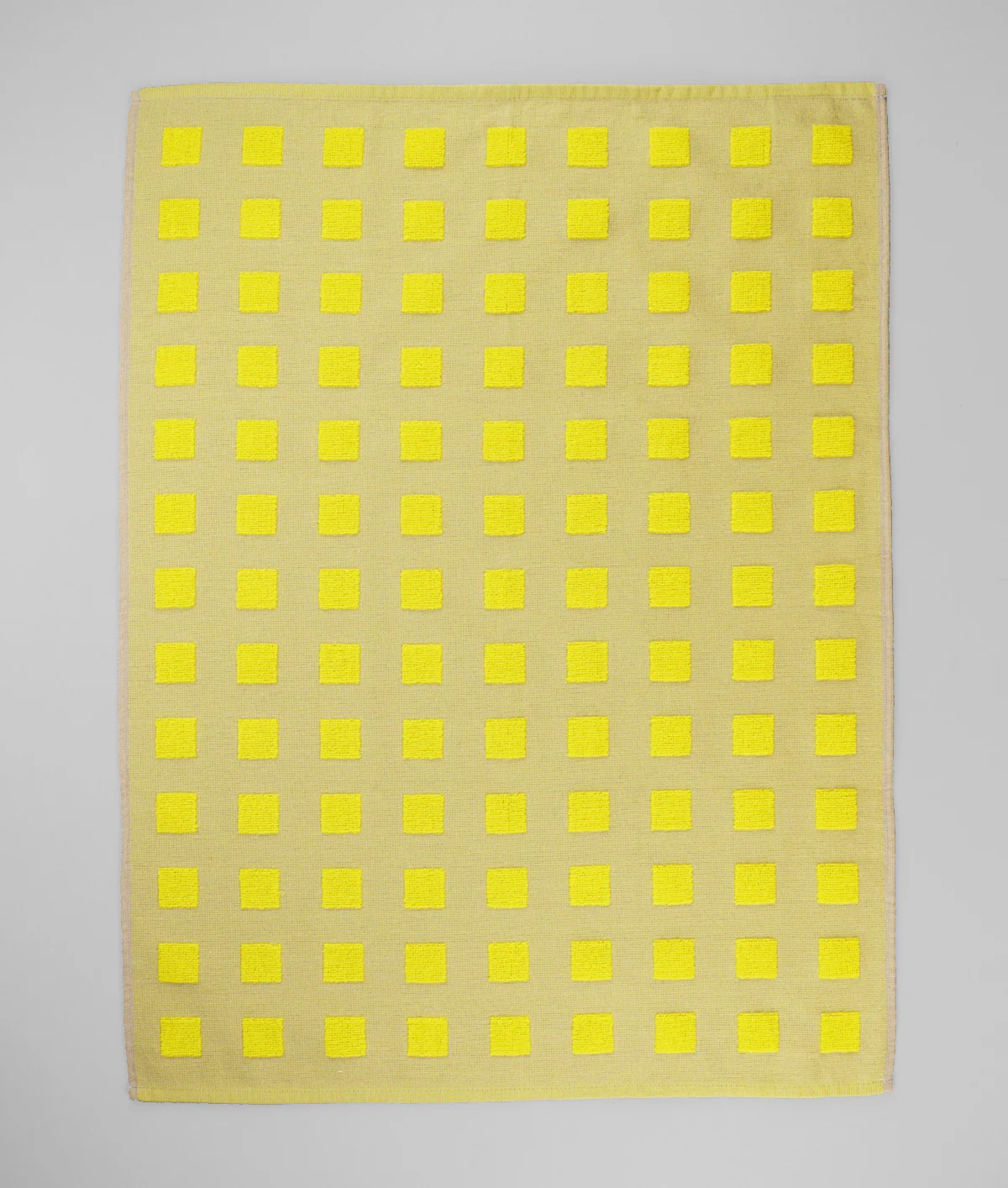 Squares Oat/Yellow Cotton Tea Towel - Image 4