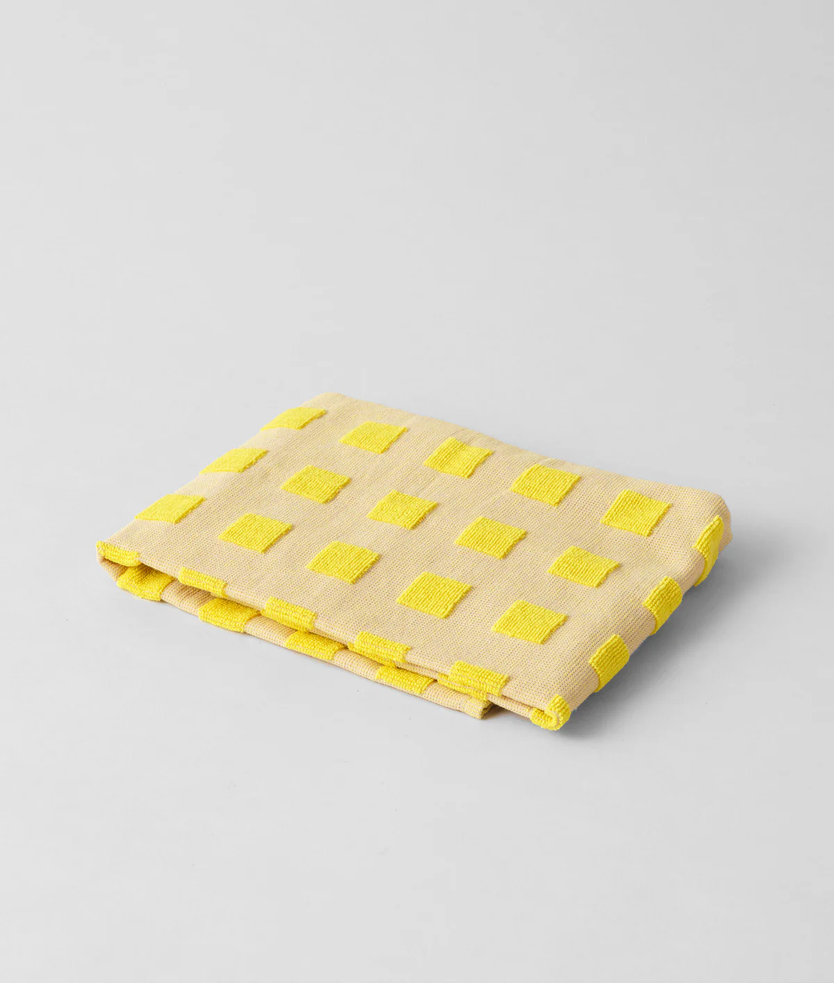 Squares Oat/Yellow Cotton Tea Towel - Image 5