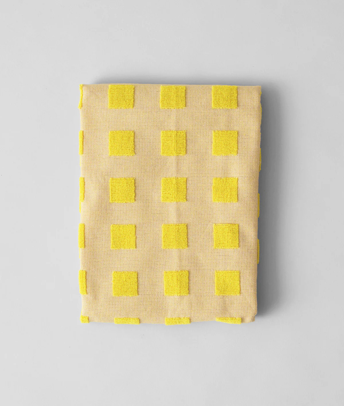Squares Oat/Yellow Cotton Tea Towel - Image 6